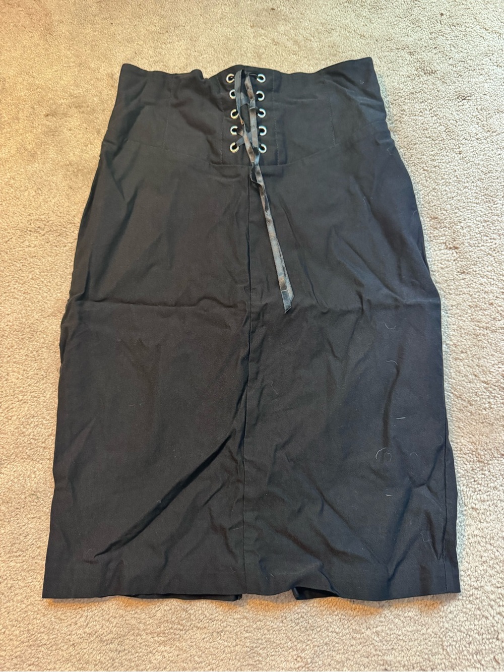 Avenue Black High-Waist Lace-Up Pencil Skirt